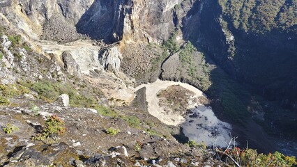 Crater of Mount Ciremai Under Clear Blue Sky
