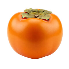 Fresh ripe persimmon fruit, cut in half to reveal its vibrant orange flesh and seeds, isolated on transparent background, perfect for healthy fruit photography, autumn fruits, and vegan food design