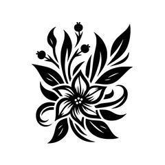 Elegant Black Floral Silhouette on White Background