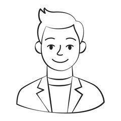 Linear art portrait of a guy with a fashionable hairstyle. Minimalistic contour illustration