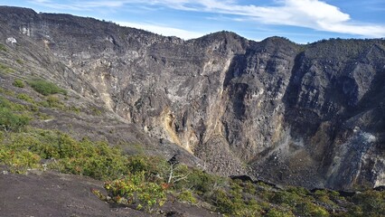 Crater of Mount Ciremai Under Clear Blue Sky