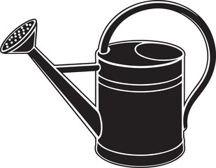 Watering Can Silhouette Vector – Simple Black Garden Tool Vector Illustration-EPS Format File