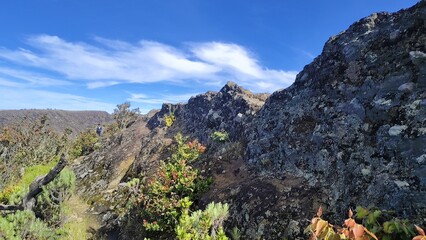Crater of Mount Ciremai Under Clear Blue Sky