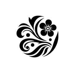 Floral Ornament Design: Elegant Black and White Graphic Element