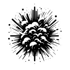 Retro Black and White Comic Book Explosion Illustration