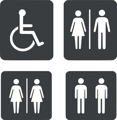 WC icons set. Toilet sign. Man, woman, mother with baby, handicapped Symbols Set Free Vector Download