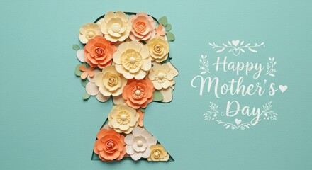 Elegant floral head silhouette for happy mother's day greeting card design