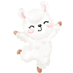 Kawaii alpaca cute llama watercolor funny animal