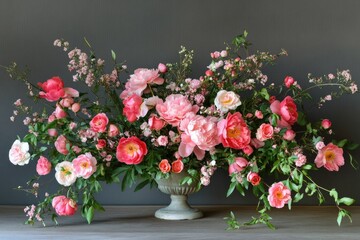 Spring floral arrangement in a vintage vase