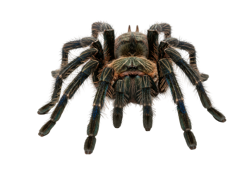 Detailed Close-up of an Arachnid with Intricate Texture and Colorful Markings on a Transparent Background