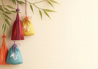 Colorful decoration under bamboo shadow