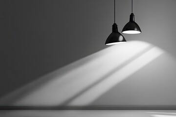 Minimalist interior with pendant lamps and sunlight