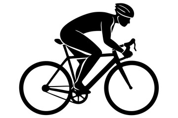 Road cyclist silhouette riding bicycle leaning forward vector on white background, road cyclist, bicycle, cyclist, silhouette, sport, vector, bike, riding, cycle, racing, fitness, exercise, activity