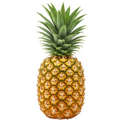 Fototapeta premium Fresh Pineapple with Vibrant Green Leaves on Transparent Background