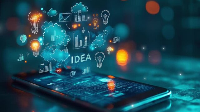 Idea of technology with cloud and light bulb icon representation innovation Idea 