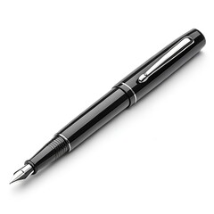 Fototapeta premium Sleek luxury black ballpoint pen with chrome accents isolated on white background