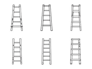 Extension Ladder Simple Line Drawing Set