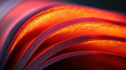 Abstract curves glow with hot, intense red illumination