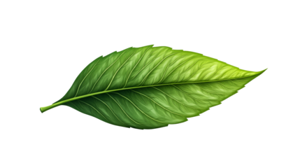 Detailed Single Green Leaf Close-up, Cut out transparent