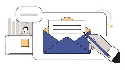 written communication writing email skill to success communicate with text or message understanding or effective handwriting manuscript concept businessman writing message on speech bubble 060525