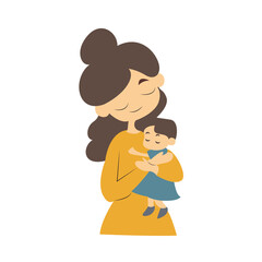 Mother Gently Holding Baby Girl