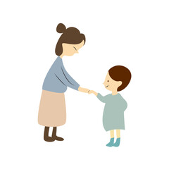 Mother Child Holding Hands Illustration