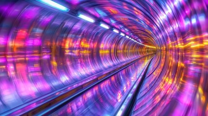 Abstract tunnel with bright colorful, blur lighting