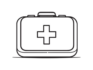First Aid Kit Thin Line Vector Set