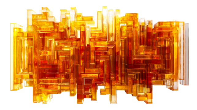 Abstract Golden Structure with Interlocking Rectangles, cut out transparent