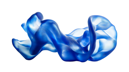 Abstract Blue Flowing Shape on Black, cut out transparent