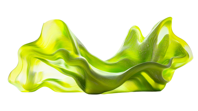 Abstract green fluid wave pattern, translucent structure, cut out transparent