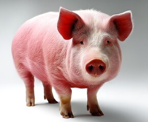 A pink, four legged animal standing.