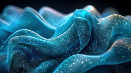 Obraz premium Azure, digital fabric with glittering particles