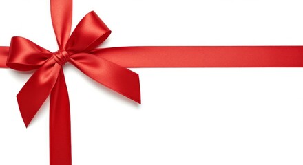 Elegant scarlet ribbon and tied bow, a symbol of celebration and gifting