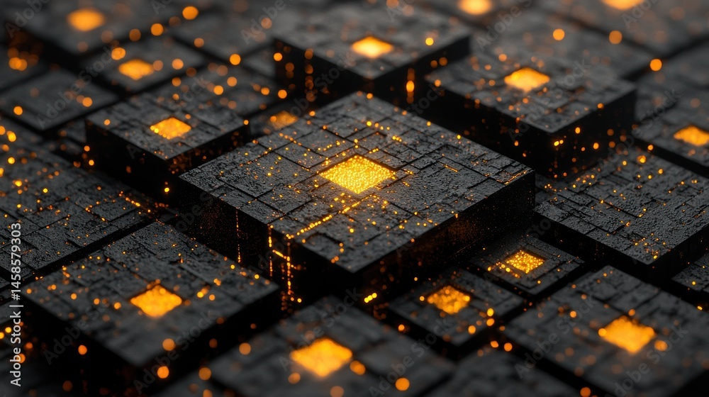 Poster black blocks glow, creating a network aesthetic