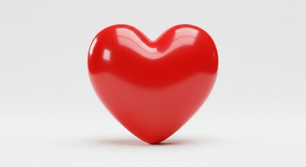 Fototapeta premium Vibrant Red Heart Symbol on a Clean White Background, Expressing Love