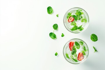 Refreshing strawberry mojito cocktails