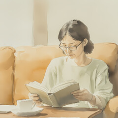 woman reading a book