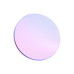 Glass round lens transparent. 3d gradient holographic disk icon. Light circle badge element. Abstract disc, lens, button, badge, podium, frame fly gradation texture. Vector 3d illustration