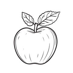 Hand Drawn Apple Illustration Black And White Fresh Fruit Line Art