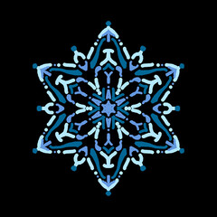 黒背景の雪の結晶のアイコン　イラスト01