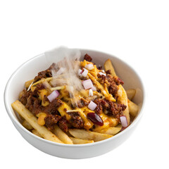 Loaded chili cheese fries isolated pm transparent background