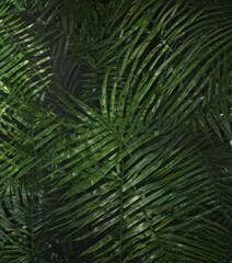 Intricate palm frond, vibrant green veins, lush texture,  macro,  frond