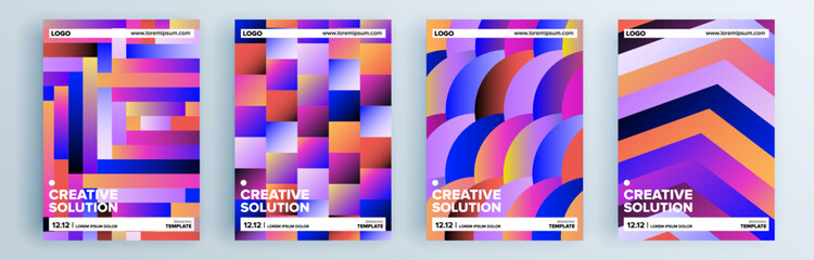 Fototapeta na wymiar Modern abstract covers set, minimal covers design. Colorful geometric background, vector illustration.