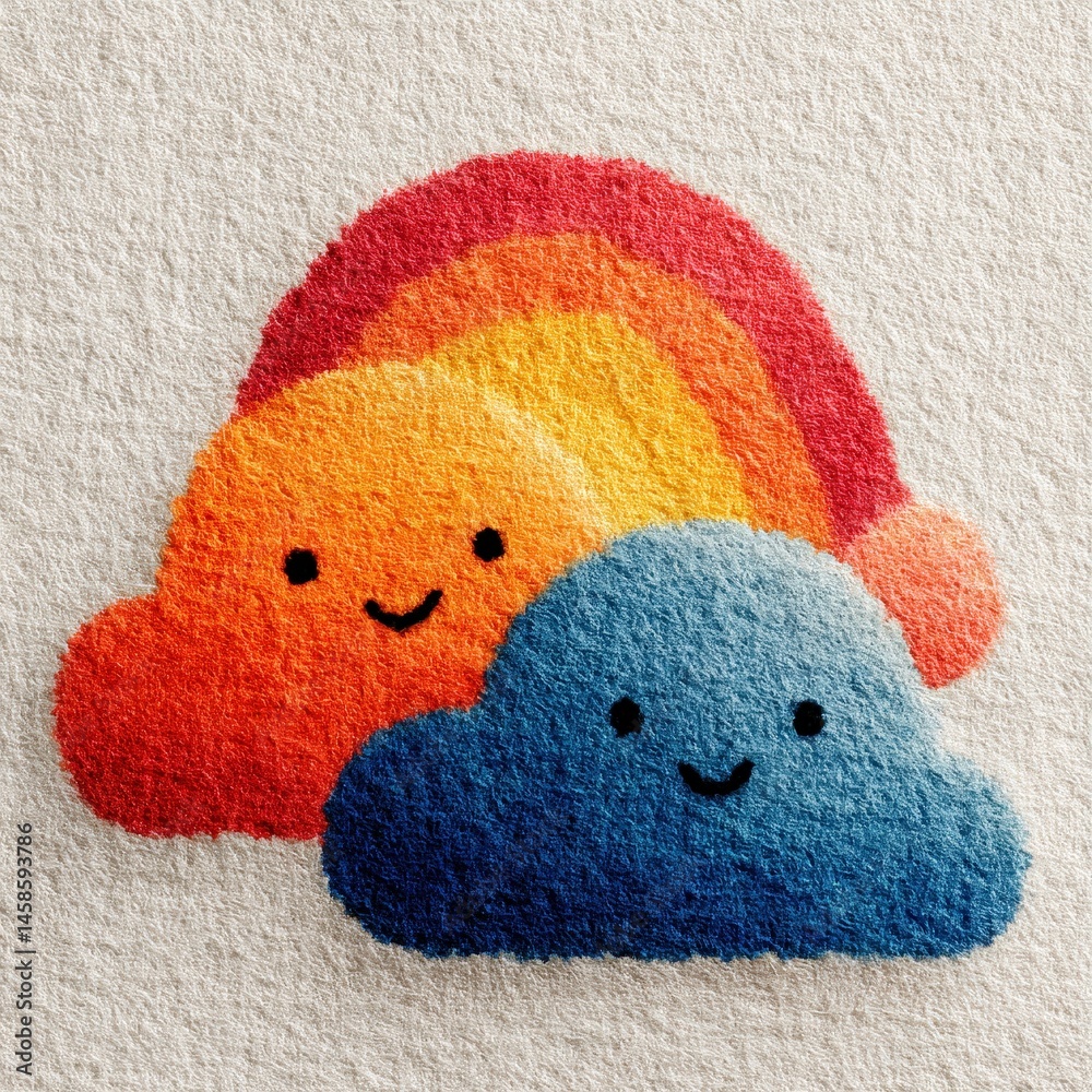 Aufkleber adorable cloud with a smiling face radiating joy and cheerfulness in a whimsical watercolor style is