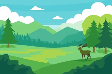 Gardinen mountain landscape with trees © Robi