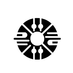 Obraz premium Abstract Black and White Circle Tech Logo