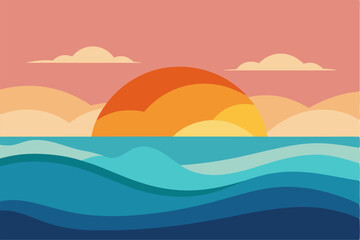 Obraz premium vector illustration of the sea