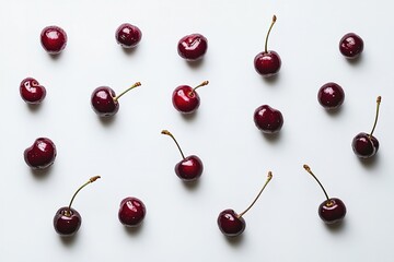 Set of coffee cherries ona white background