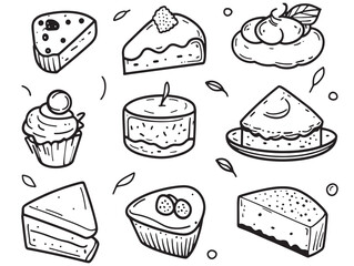 Colorful Dessert Line Art for Elegant Digital Designs